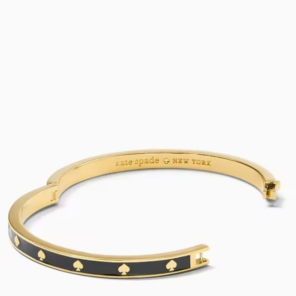 NWT- Kate Spade | Spot The Spade Enamel Hinged Bangle - (Black) Dust Bag Include - Picture 4 of 4